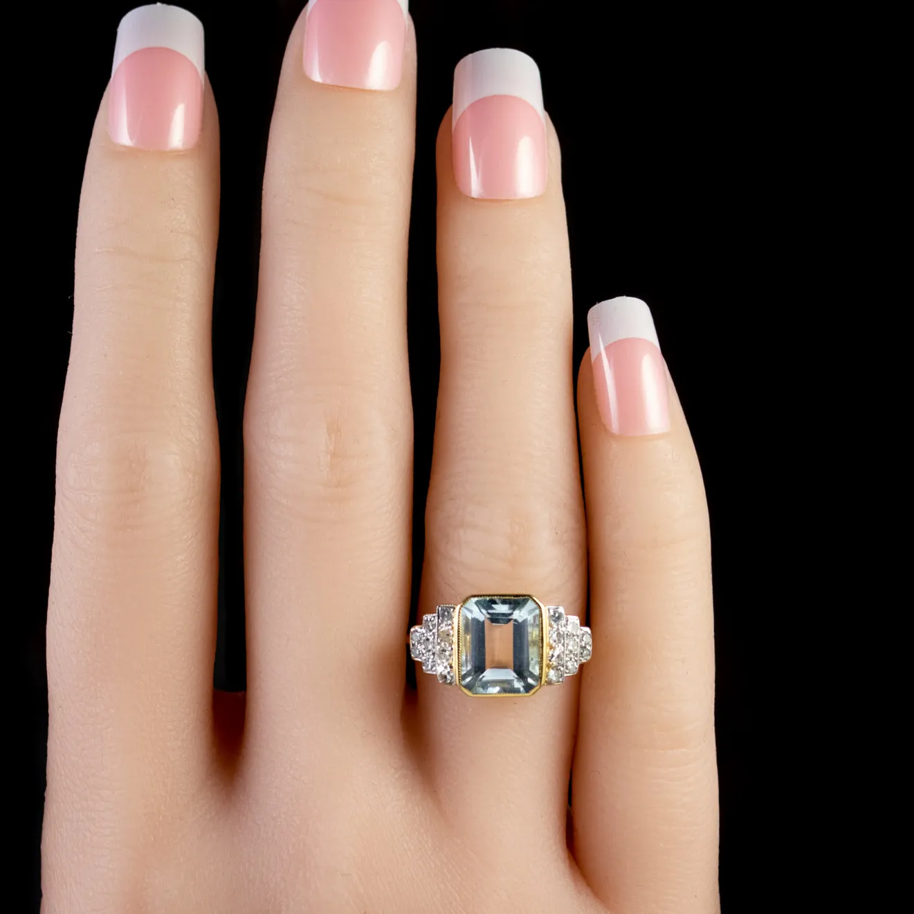 Aquamarine Diamond Ring 18Ct Gold 4Ct Aqua