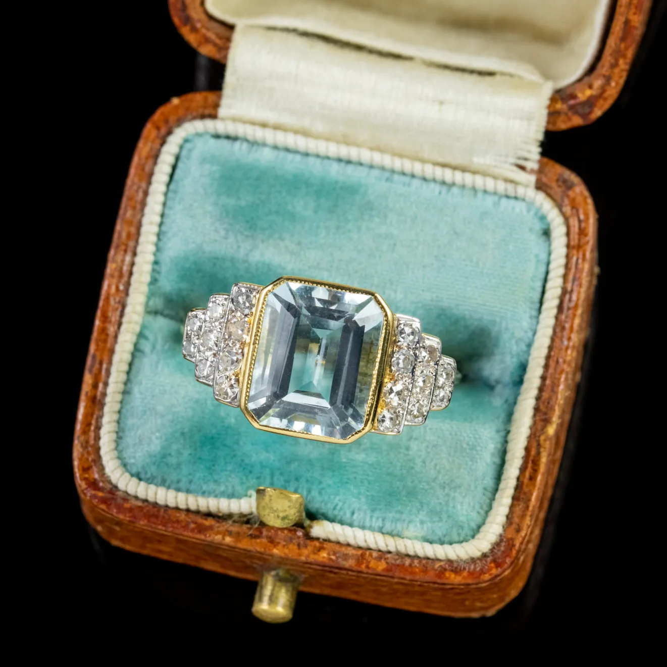 Aquamarine Diamond Ring 18Ct Gold 4Ct Aqua