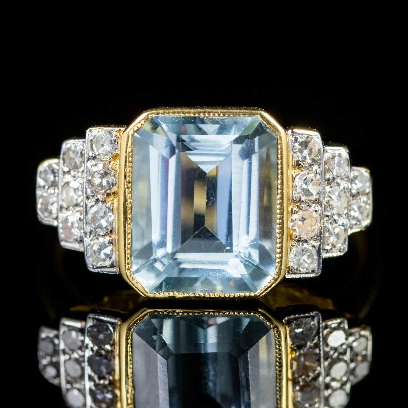 Aquamarine Diamond Ring 18Ct Gold 4Ct Aqua