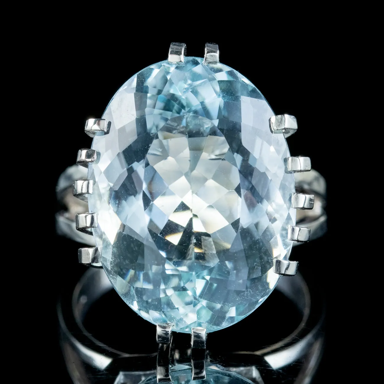 Art Deco French Aquamarine Cocktail Ring 20ct Aqua