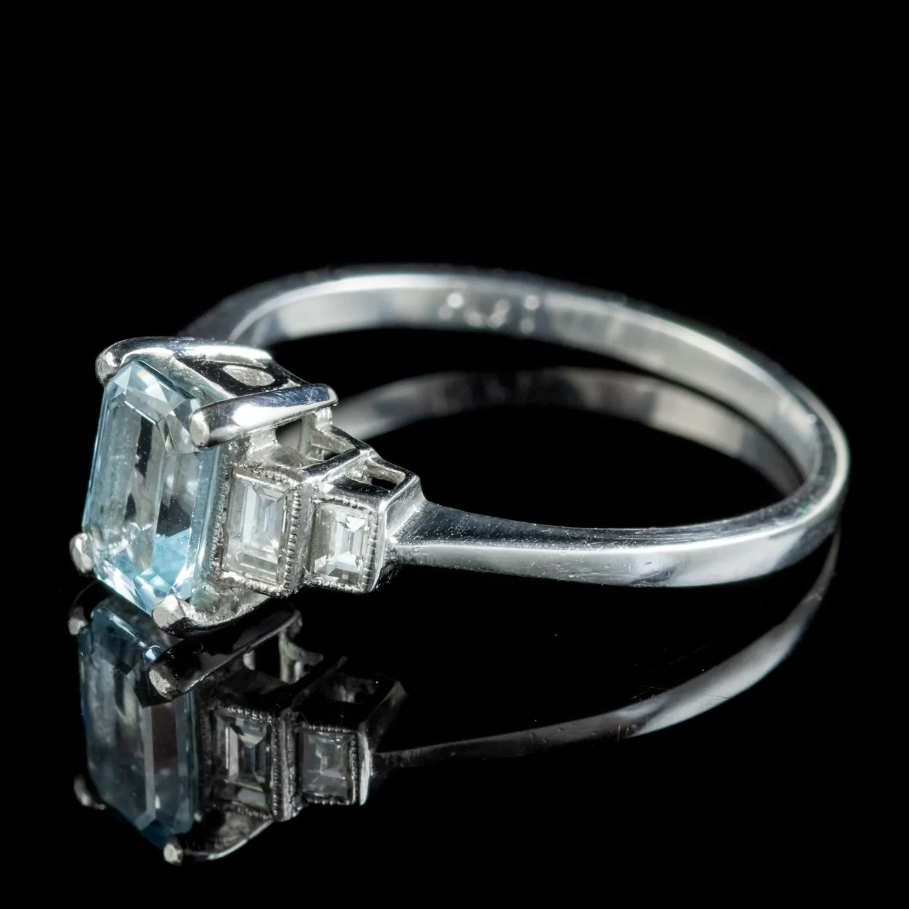 Art Deco Style Aquamarine Diamond Ring 1ct Aqua