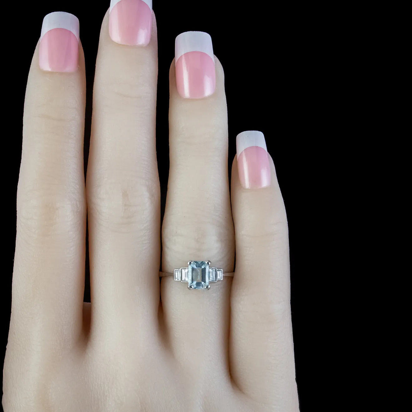 Art Deco Style Aquamarine Diamond Ring 1ct Aqua