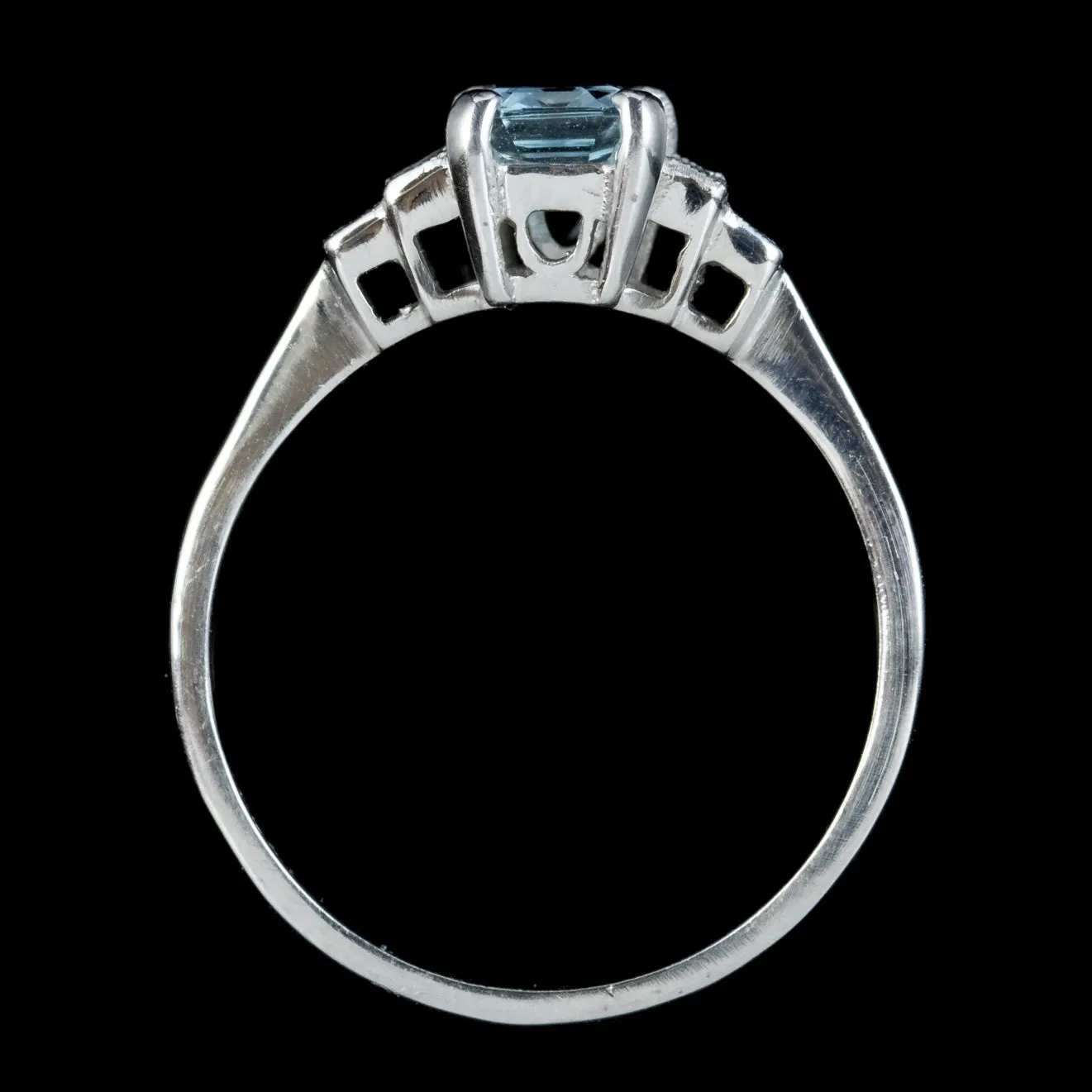 Art Deco Style Aquamarine Diamond Ring 1ct Aqua