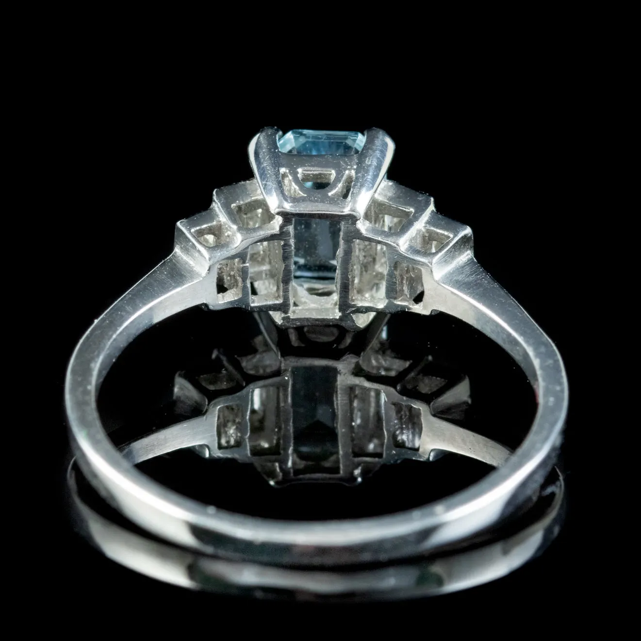 Art Deco Style Aquamarine Diamond Ring 1ct Aqua