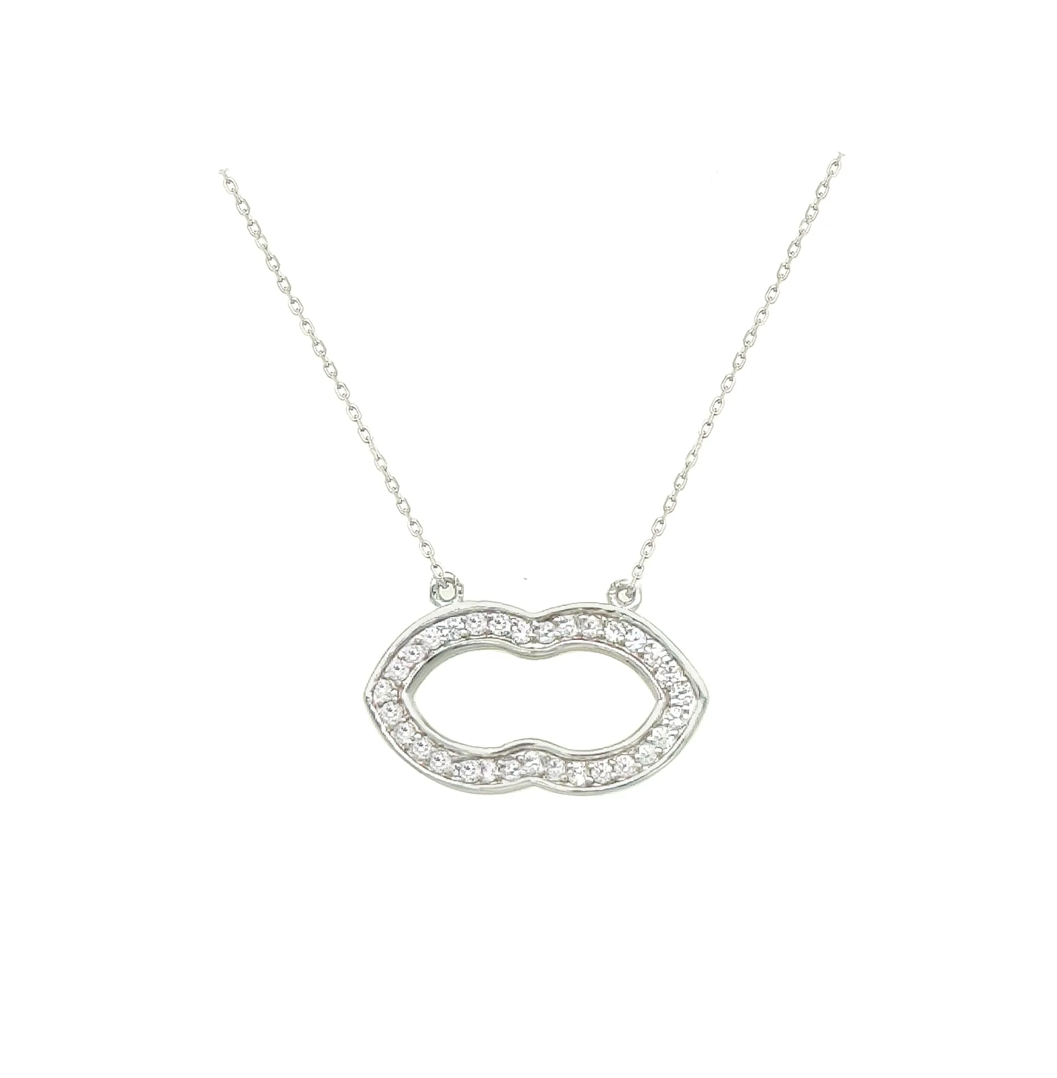 Asfour Crystal 925 Sterling Silver  Empty Mouth Necklace