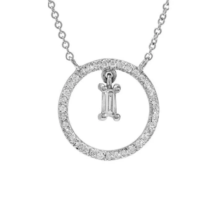 Baguette Dangling Hoop Necklace W-D