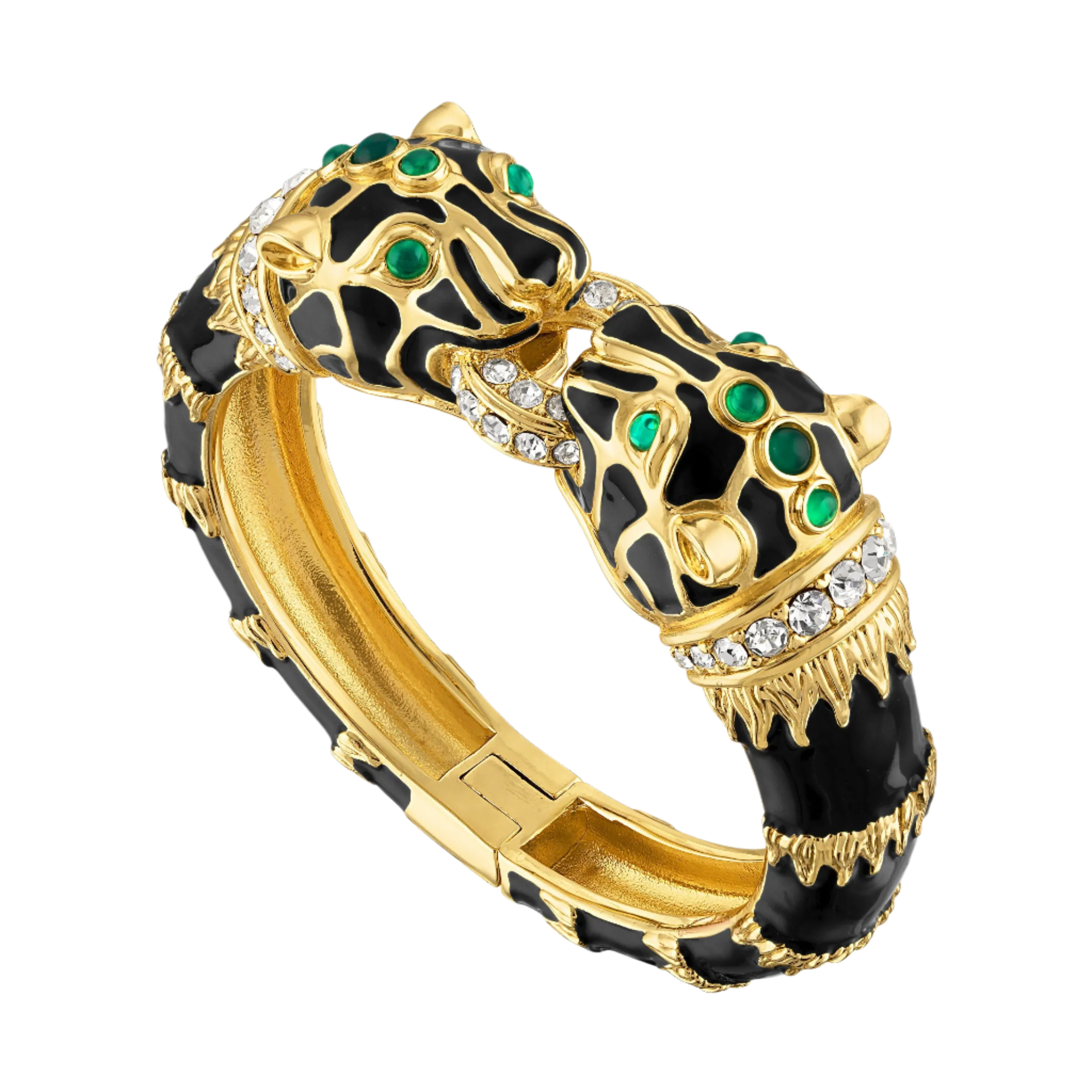 Black Enamel Double Panther Bracelet