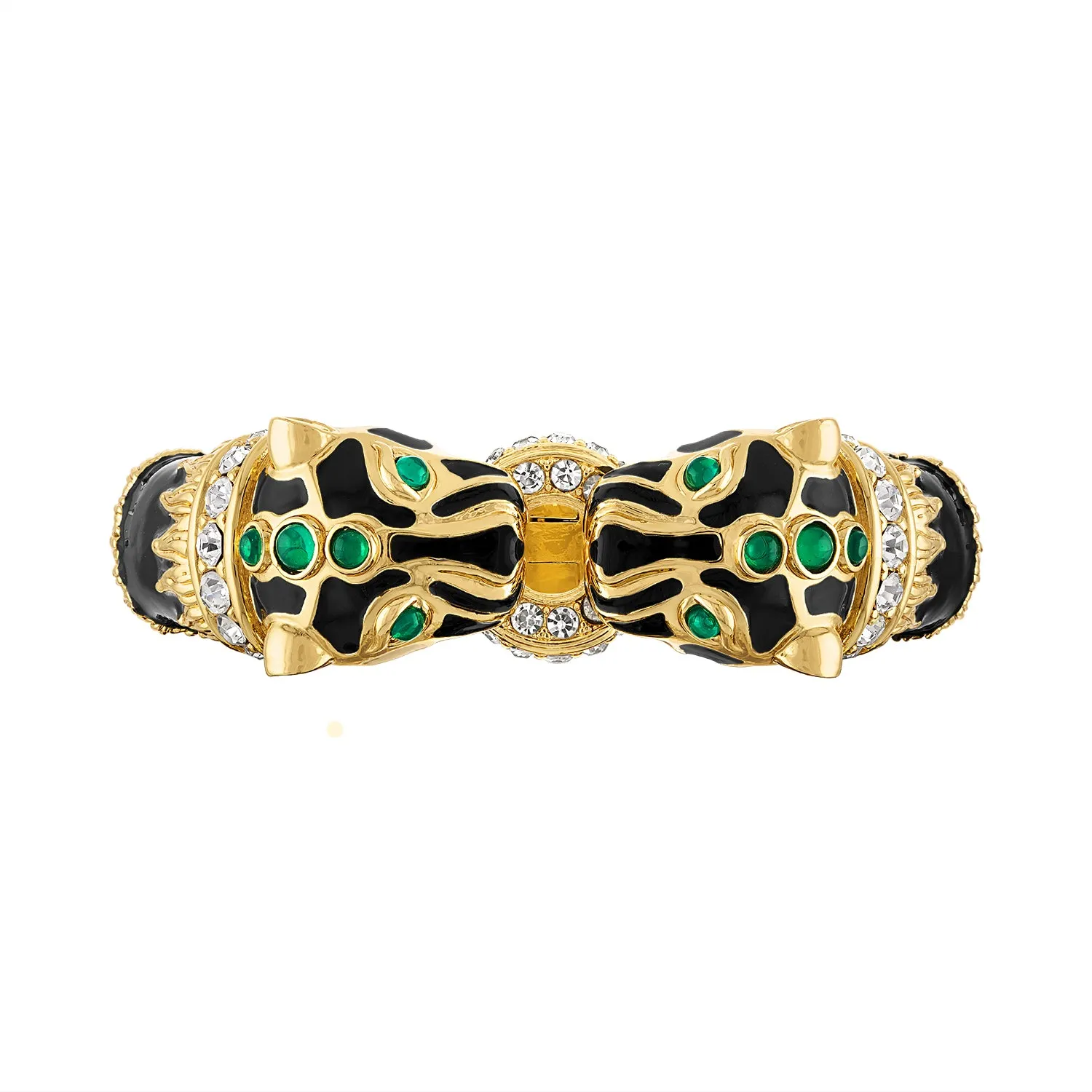 Black Enamel Double Panther Bracelet