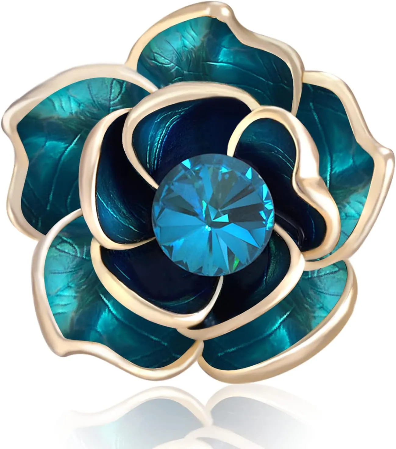 Brooches for Women Green Rose Crystal- Austrian Rhinestone Brooch Jewelry - Ladies Wedding Bouquet Brooches Pin for Birthday, Christmas, Anniversary