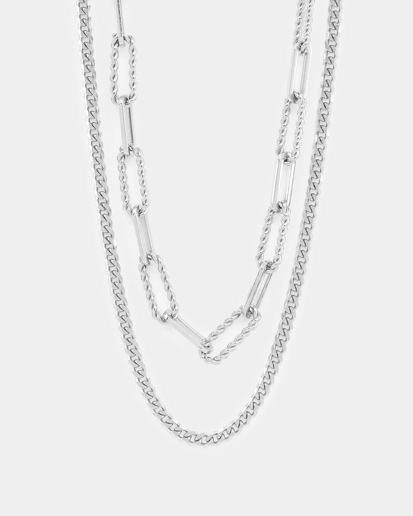 Cable And Diamond Cut Chain Set Stainless Steel