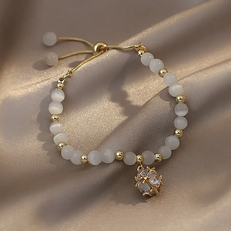 CARLIDANA Trendy High Quality Niche Design Gold Color Opal Bracelet for Women Jewelry Gift Ajustable Non Tarnish,Non Allergic