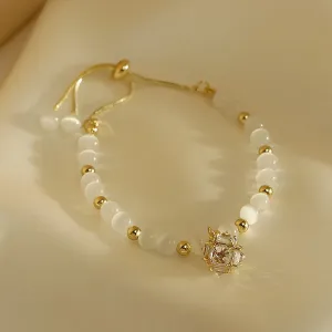CARLIDANA Trendy High Quality Niche Design Gold Color Opal Bracelet for Women Jewelry Gift Ajustable Non Tarnish,Non Allergic