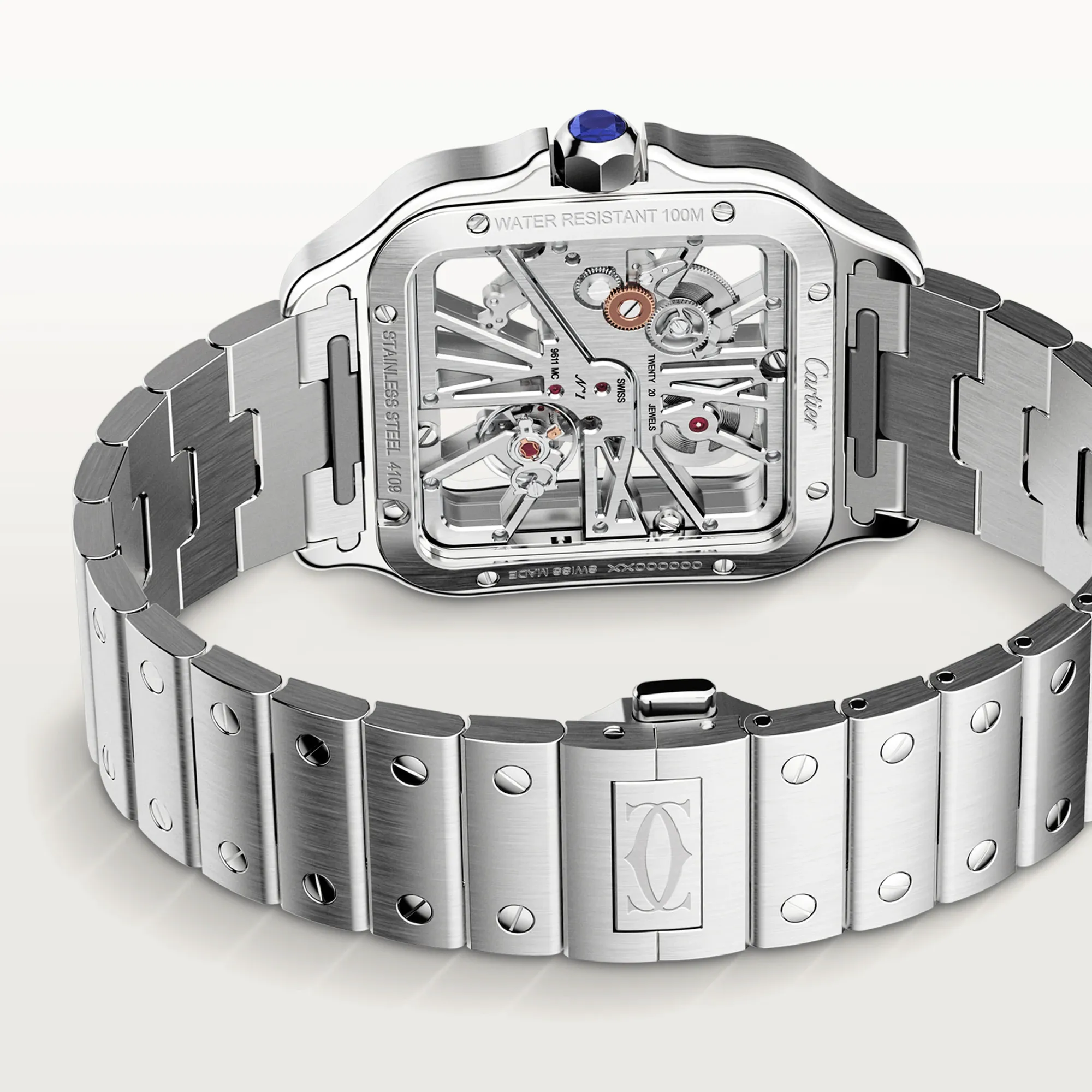 Cartier Santos Stainless Steel Skeleton Men's Watch