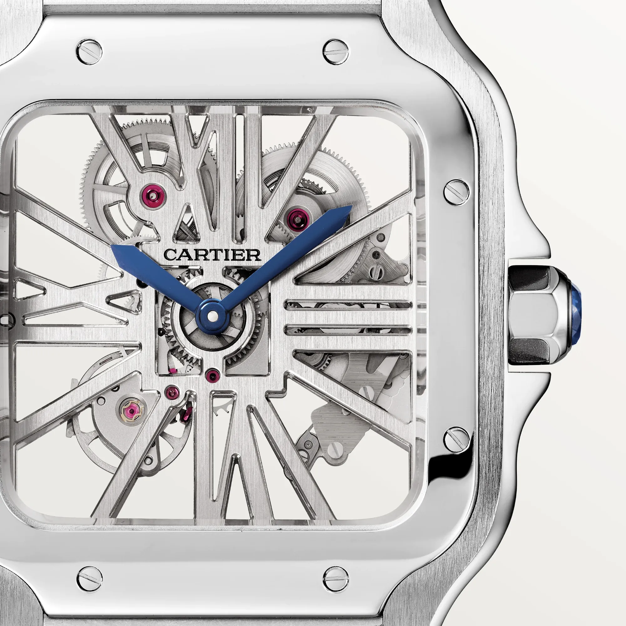 Cartier Santos Stainless Steel Skeleton Men's Watch