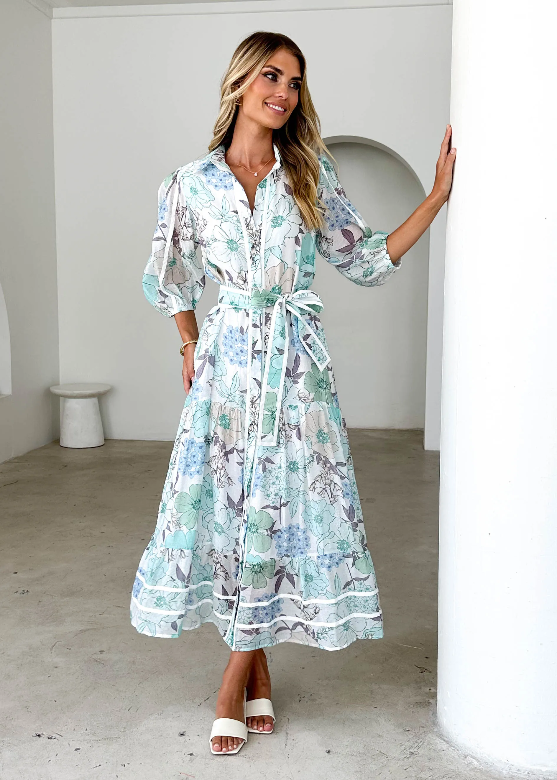 Chesire Maxi Dress - Blue Floral