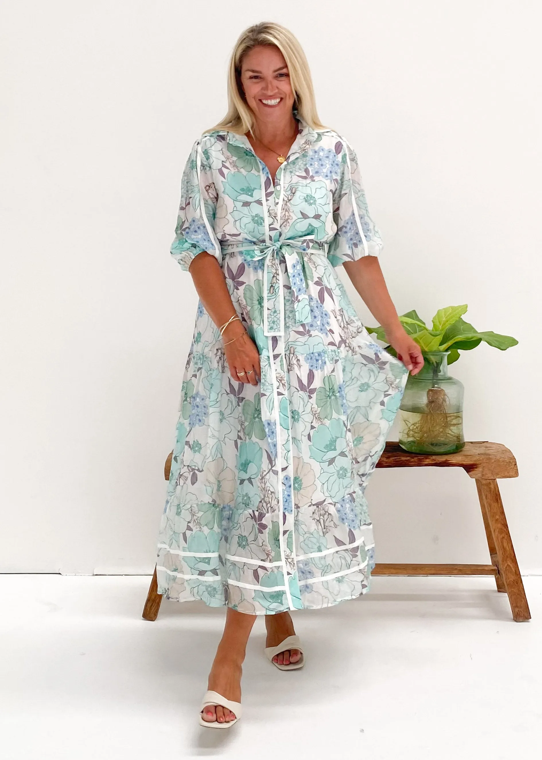Chesire Maxi Dress - Blue Floral
