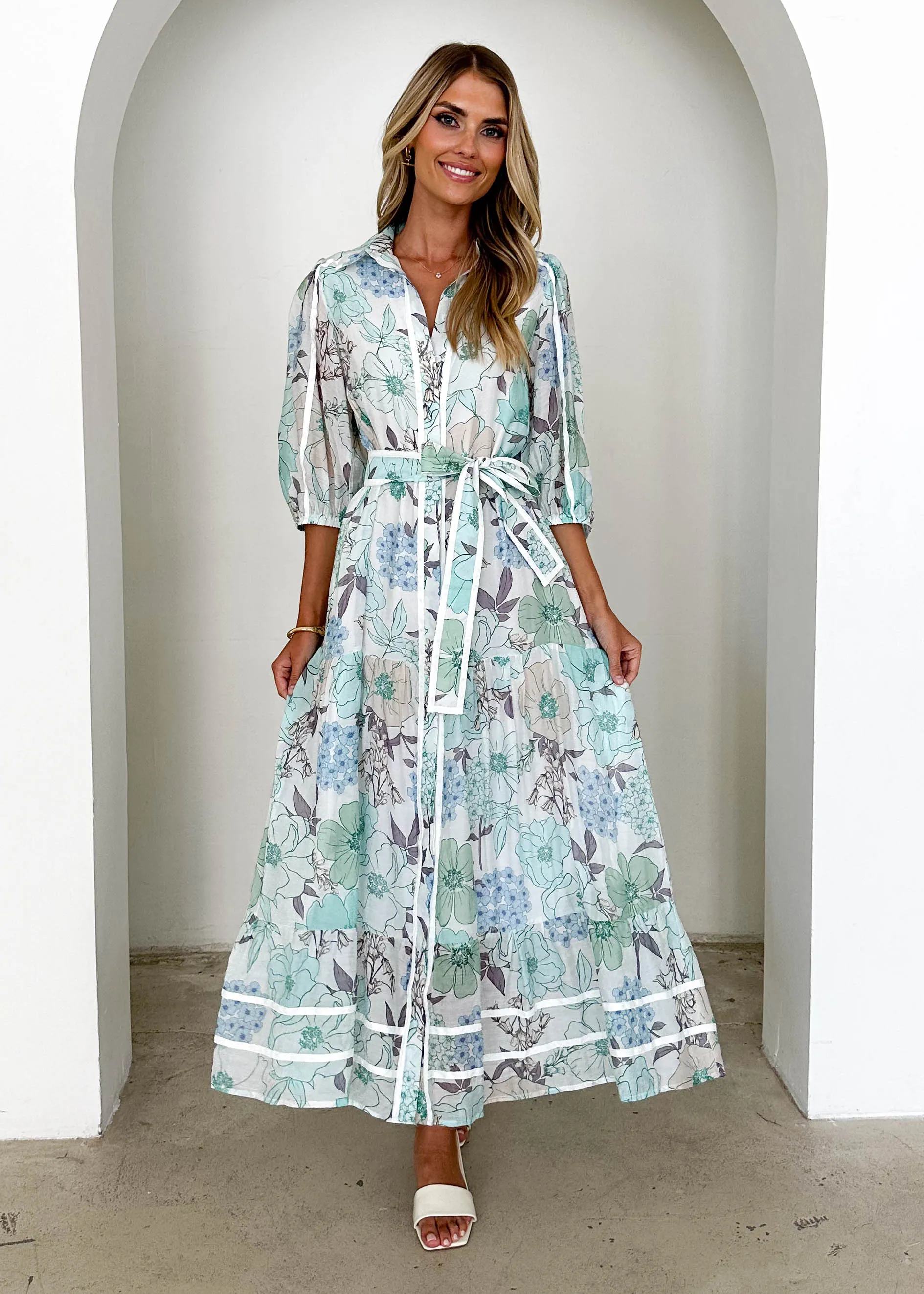 Chesire Maxi Dress - Blue Floral