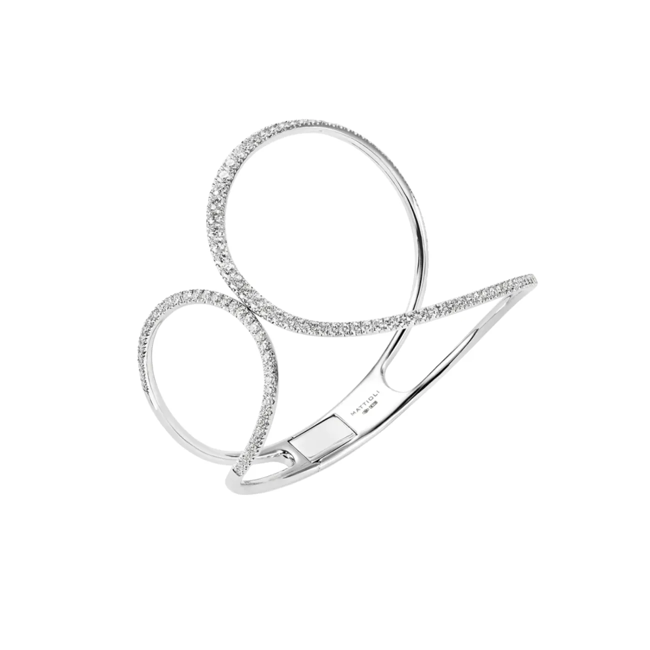 Chips 18K White Gold Contrarié Diamond Cuff Bracelet