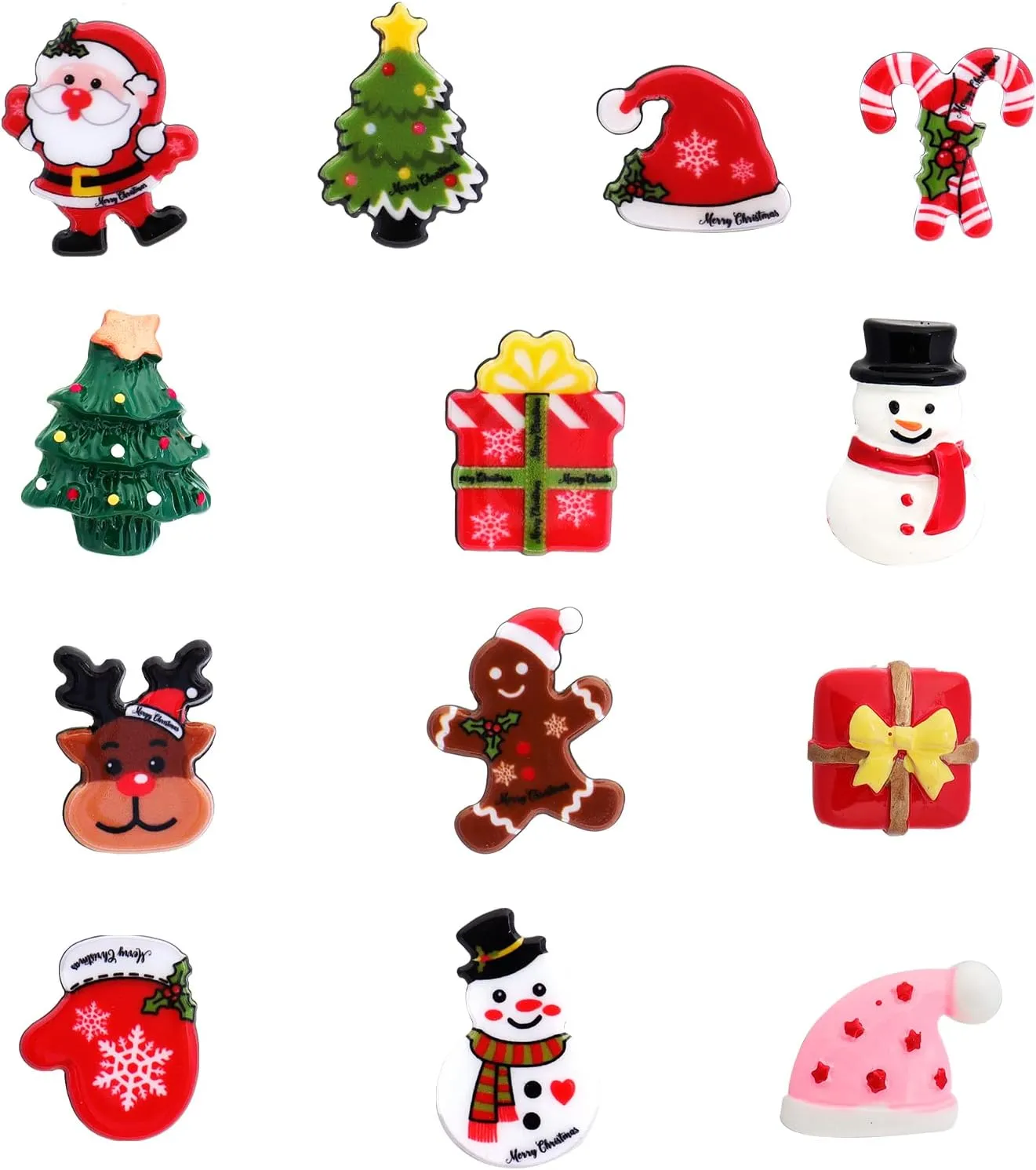 Christmas Brooch Pin Set for Women - Tree, Snowman, Santa, Reindeer, Cap Brooch Pins - Stocking Stuffers