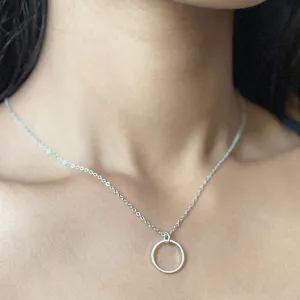 CIRCULAR  MINI PENDANT SILVER-TONED DAINTY NECKLACE