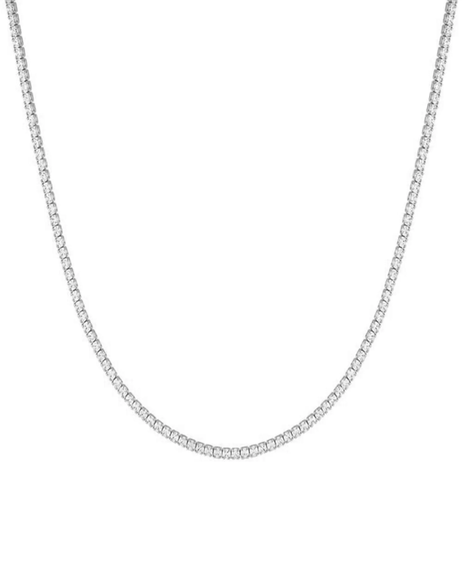Classic Thin Tennis Necklace Silver 20" | Silver