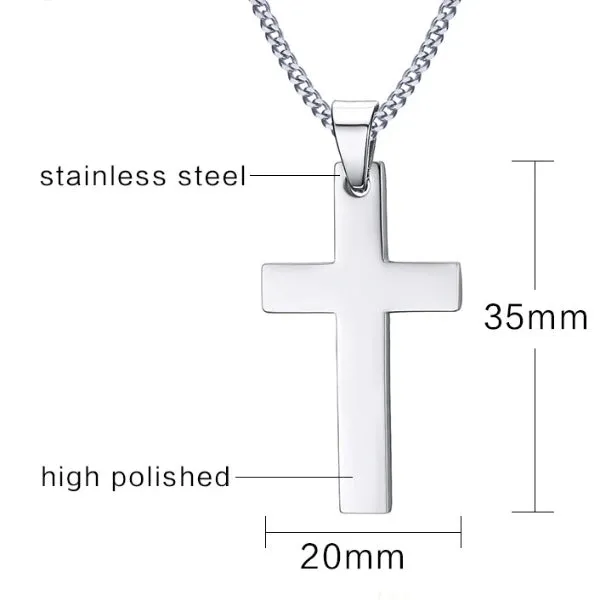 Classy Men Silver Small Christian Cross Pendant Necklace