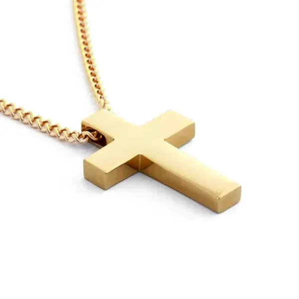 Classy Men Simple Golden Cross Pendant Necklace