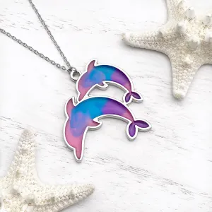 Colorful Enamel Dolphin Necklace