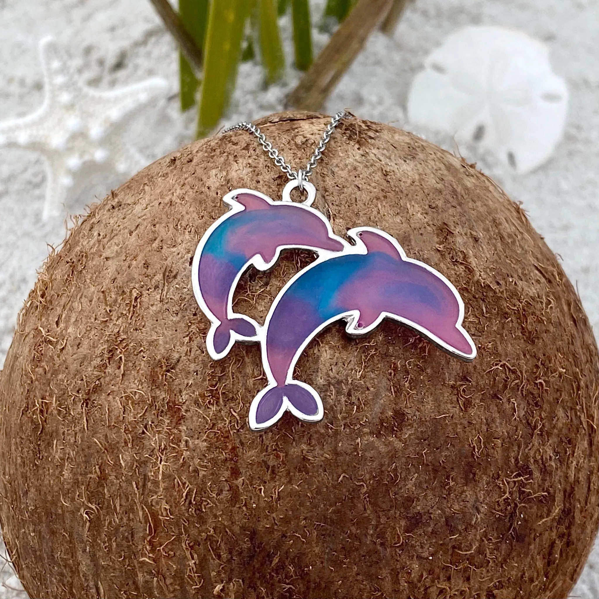 Colorful Enamel Dolphin Necklace