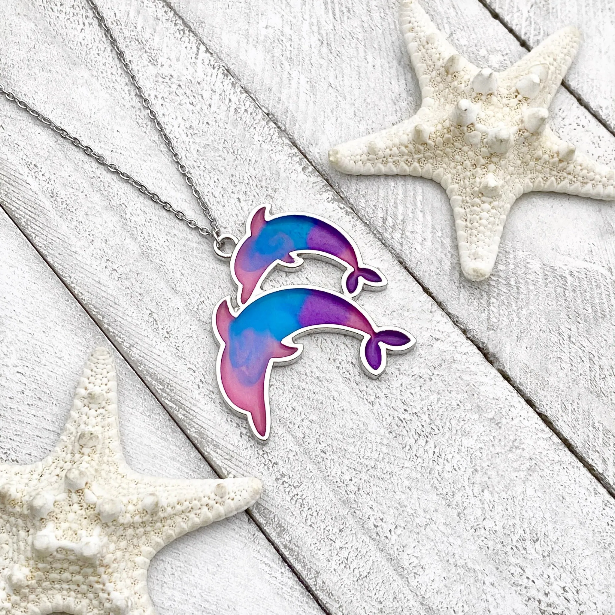 Colorful Enamel Dolphin Necklace