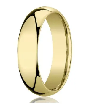 Comfort-Fit 18K Yellow Gold Domed Wedding Band with Polished Finish – 5 mm