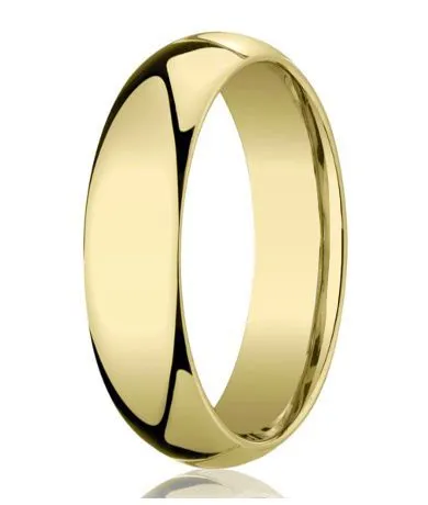 Comfort-Fit 18K Yellow Gold Domed Wedding Band with Polished Finish – 5 mm