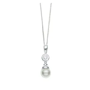 Cubic Zirconia and White Pearl Pendant