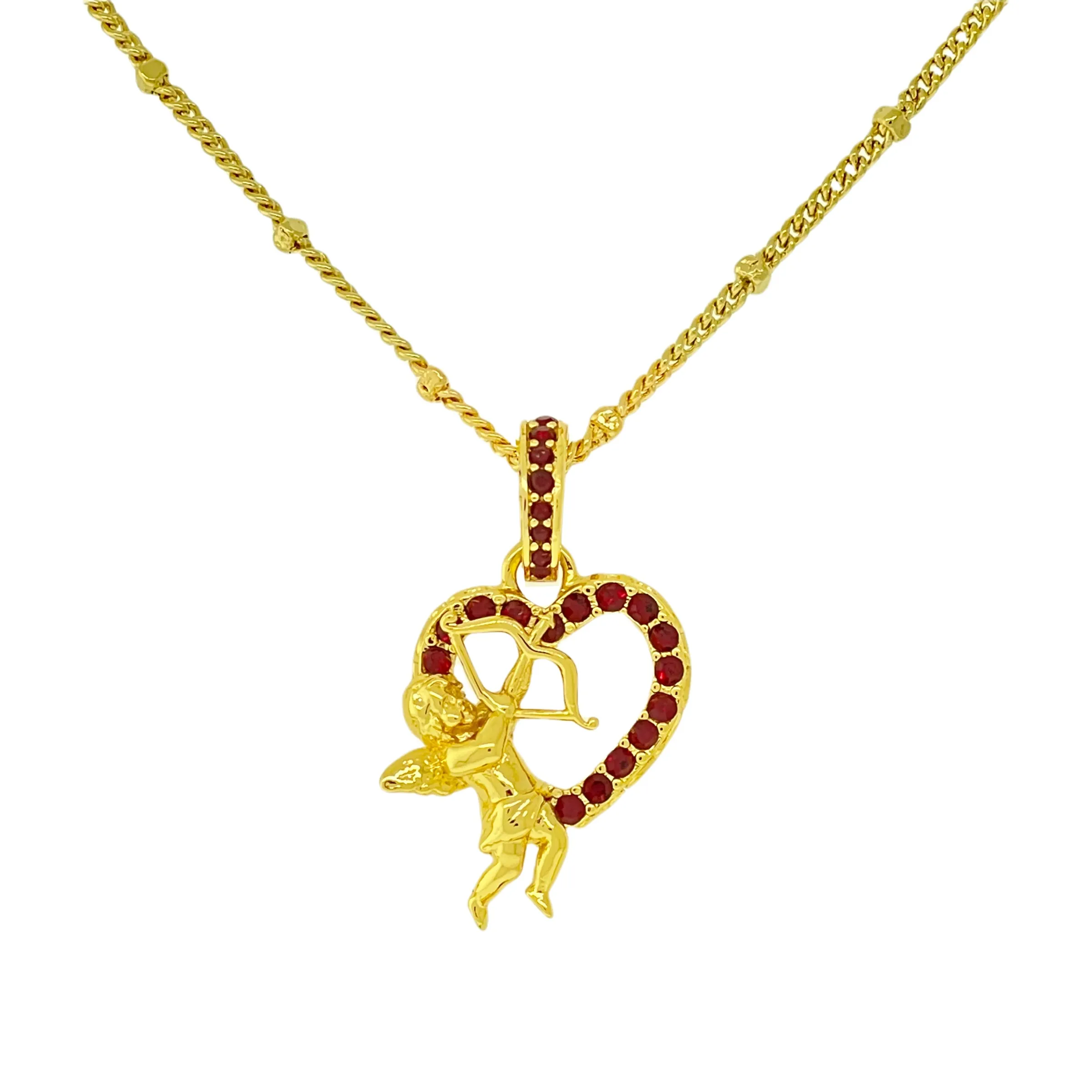 “Cupid’s Love” Red Heart Valentines Enhancer Charm by Ritzy Couture DeLuxe™ – 18k Gold Plating