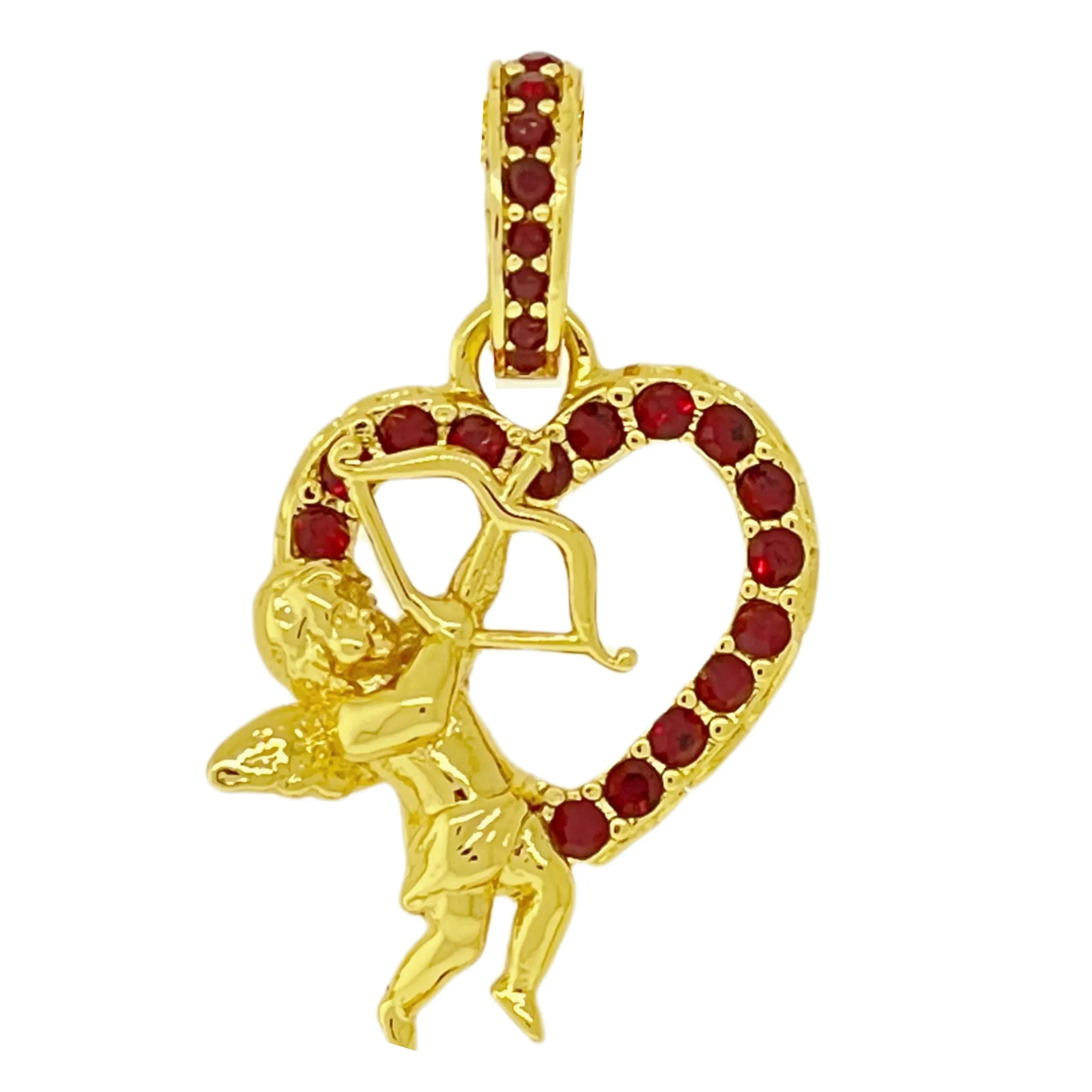 “Cupid’s Love” Red Heart Valentines Enhancer Charm by Ritzy Couture DeLuxe™ – 18k Gold Plating
