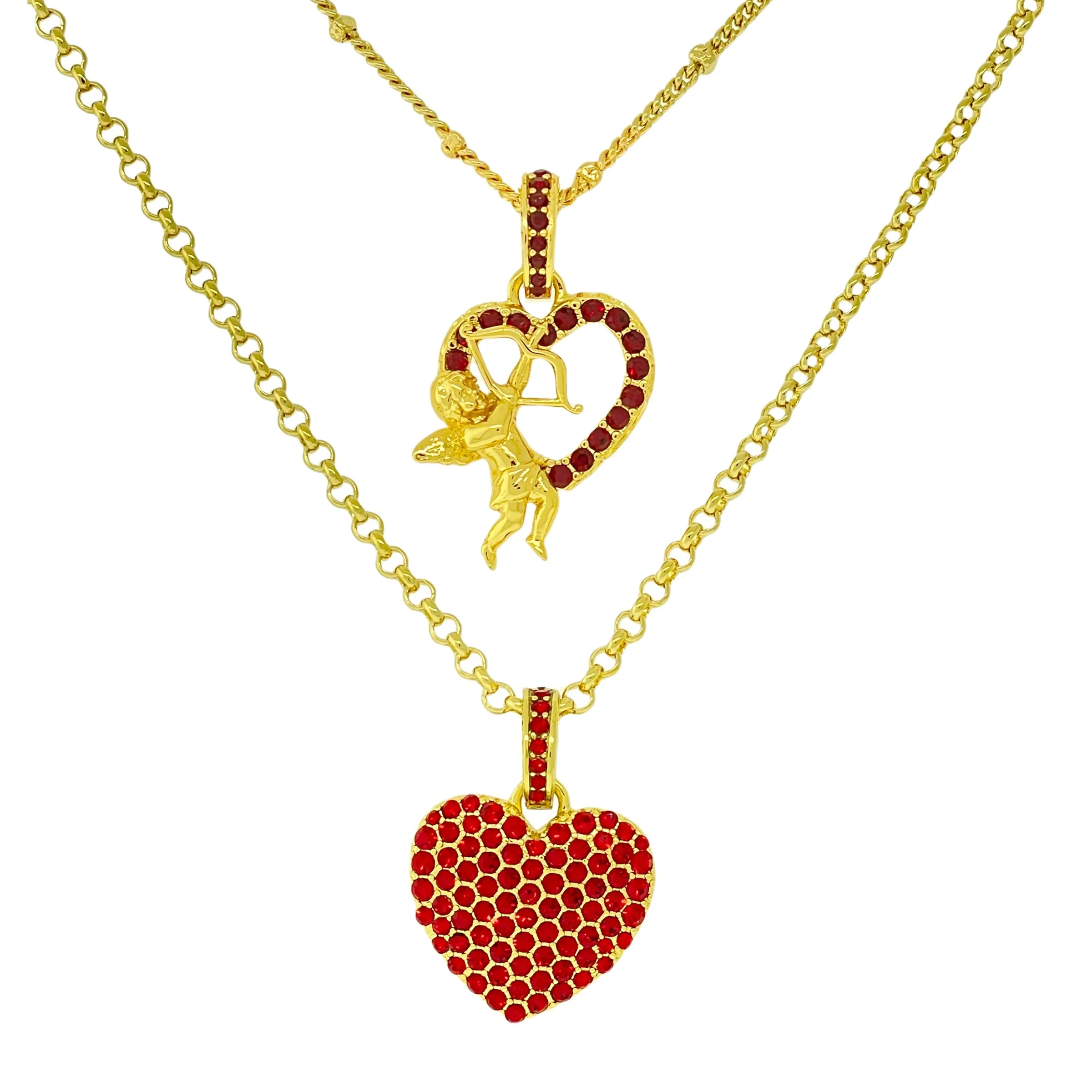 “Cupid’s Love” Red Heart Valentines Enhancer Charm by Ritzy Couture DeLuxe™ – 18k Gold Plating