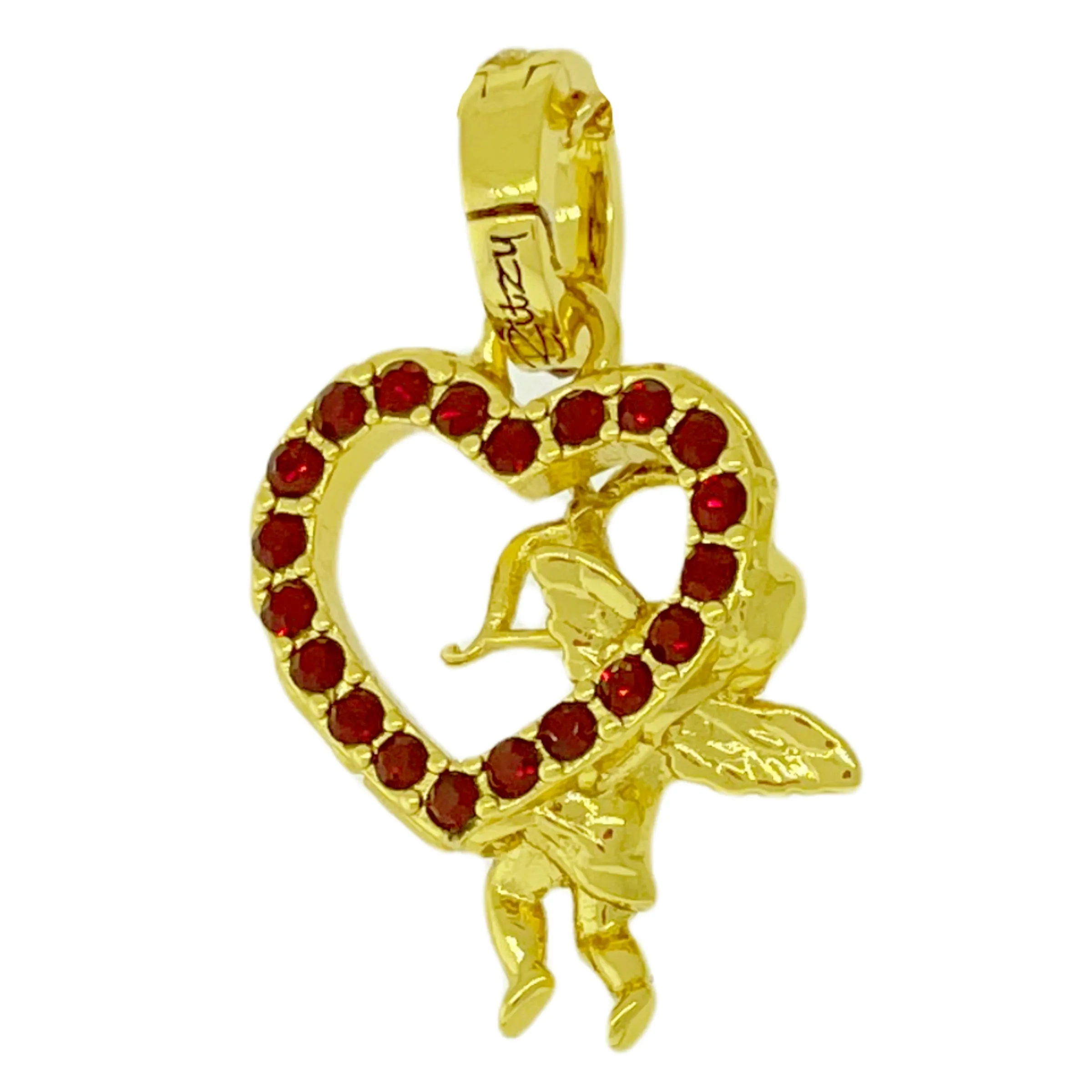 “Cupid’s Love” Red Heart Valentines Enhancer Charm by Ritzy Couture DeLuxe™ – 18k Gold Plating