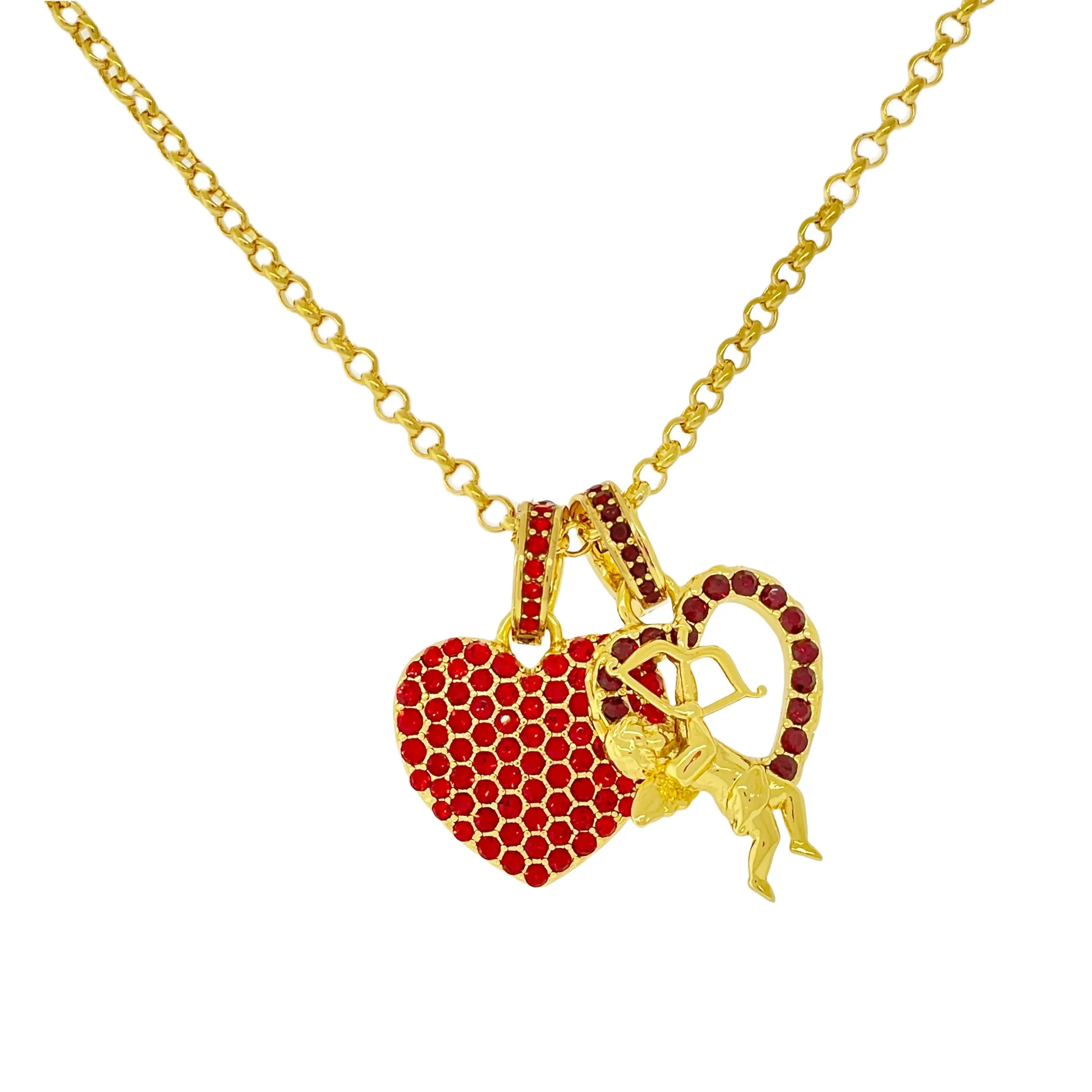 “Cupid’s Love” Red Heart Valentines Enhancer Charm by Ritzy Couture DeLuxe™ – 18k Gold Plating