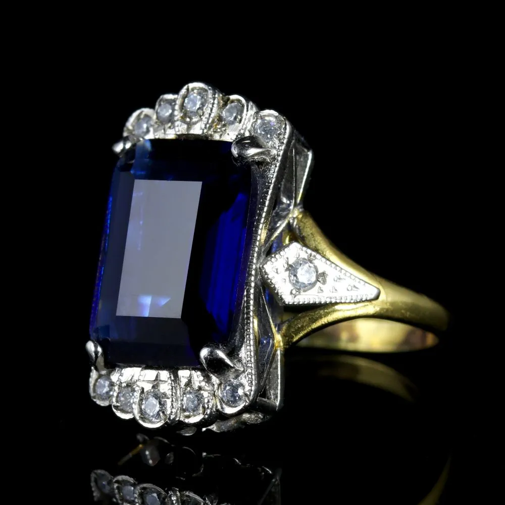 Cz Tanzanite Paste Stone Ring 9Ct Gold On Silver