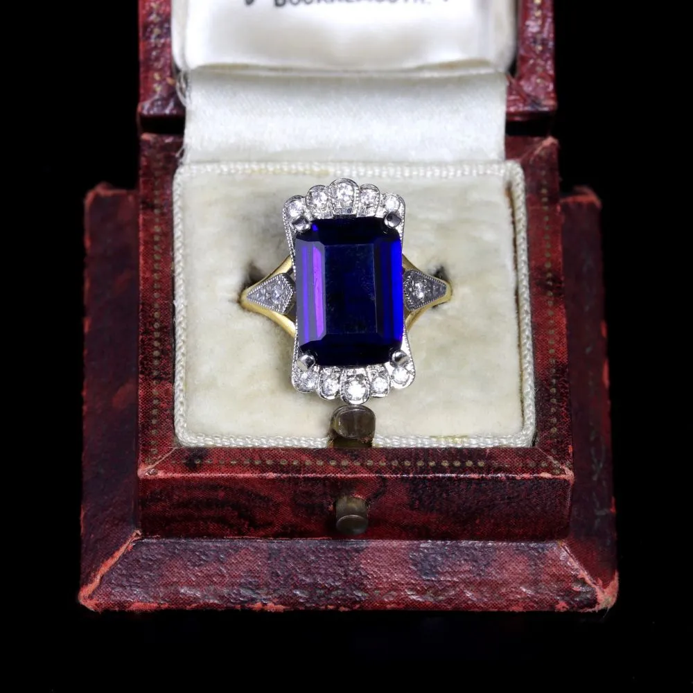 Cz Tanzanite Paste Stone Ring 9Ct Gold On Silver