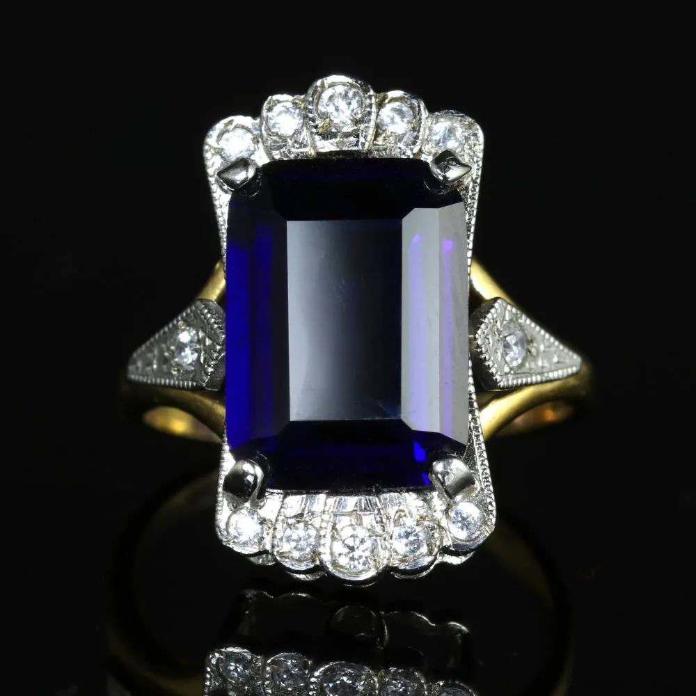Cz Tanzanite Paste Stone Ring 9Ct Gold On Silver