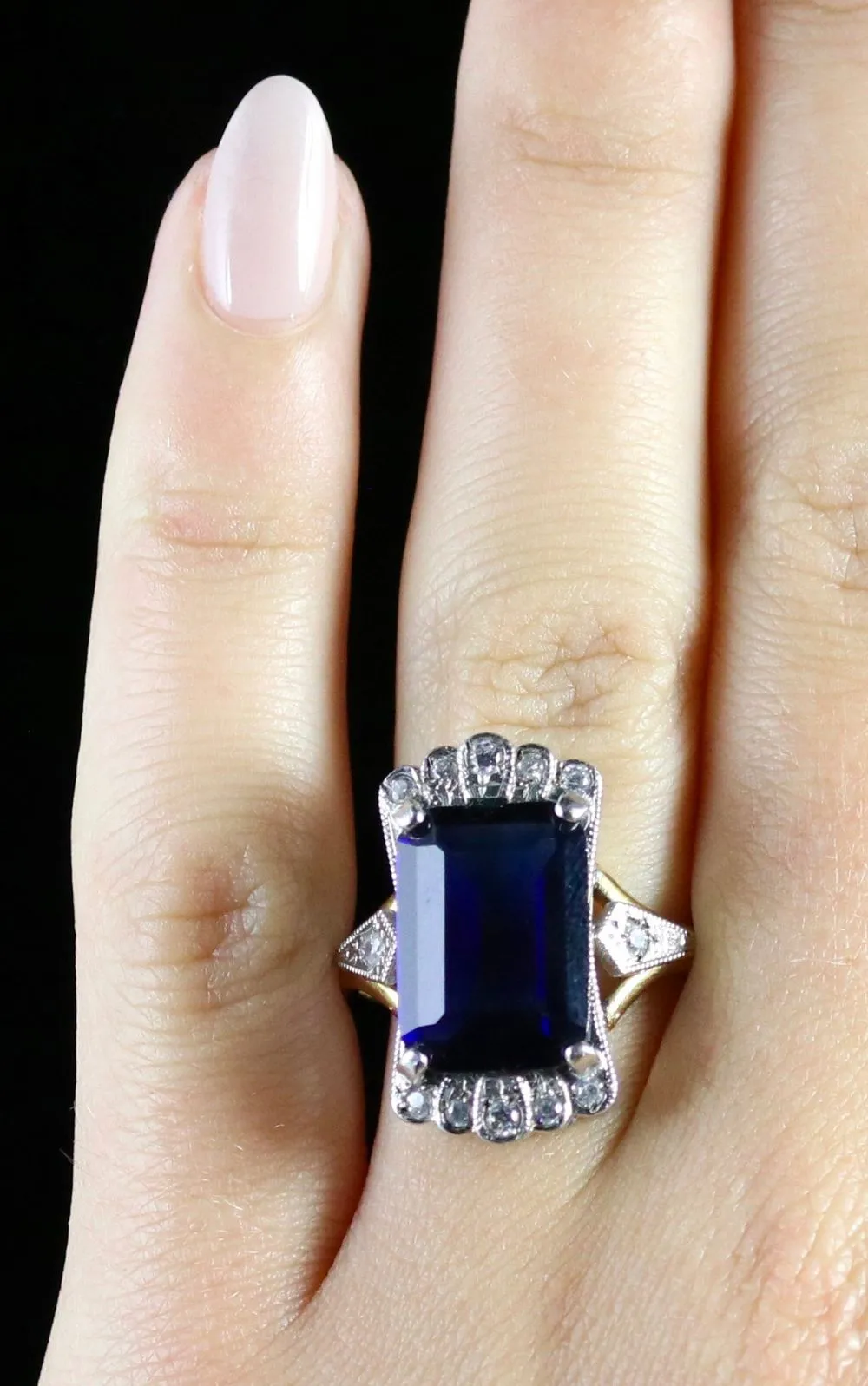 Cz Tanzanite Paste Stone Ring 9Ct Gold On Silver