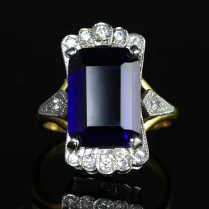 Cz Tanzanite Paste Stone Ring 9Ct Gold On Silver
