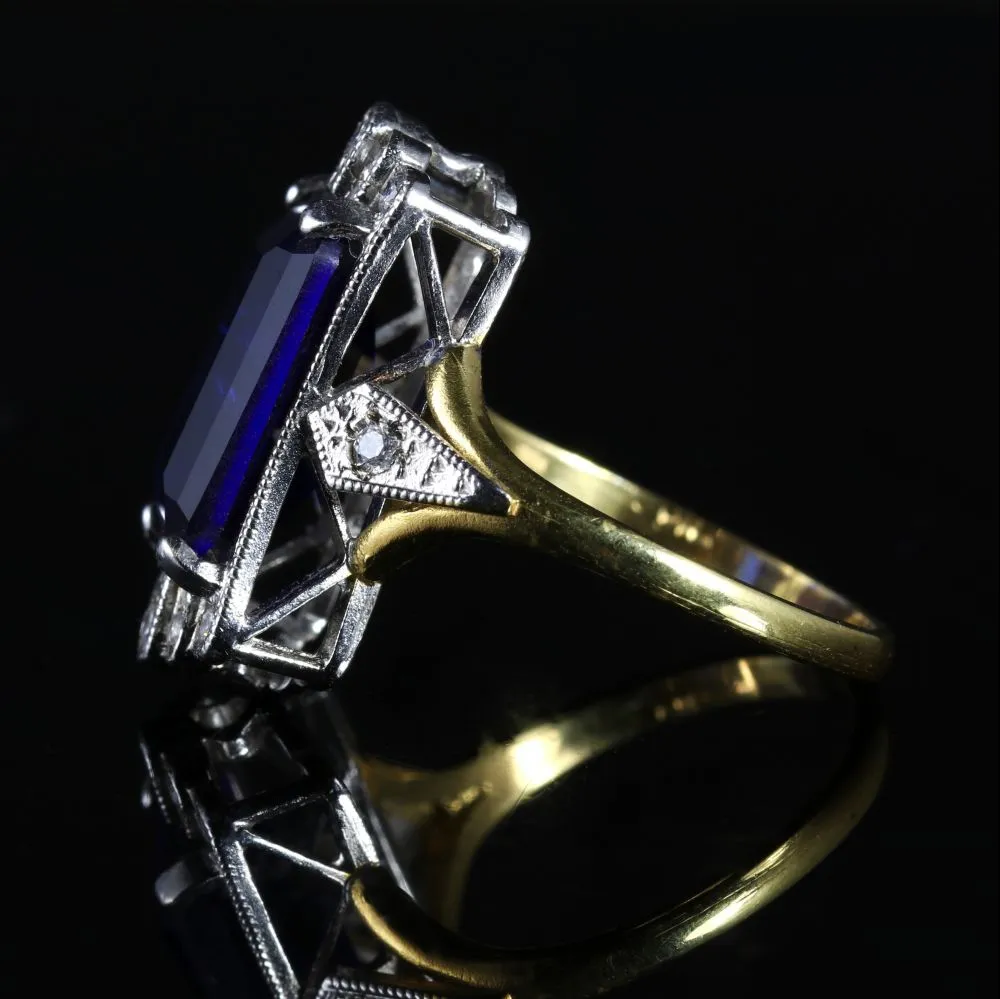 Cz Tanzanite Paste Stone Ring 9Ct Gold On Silver