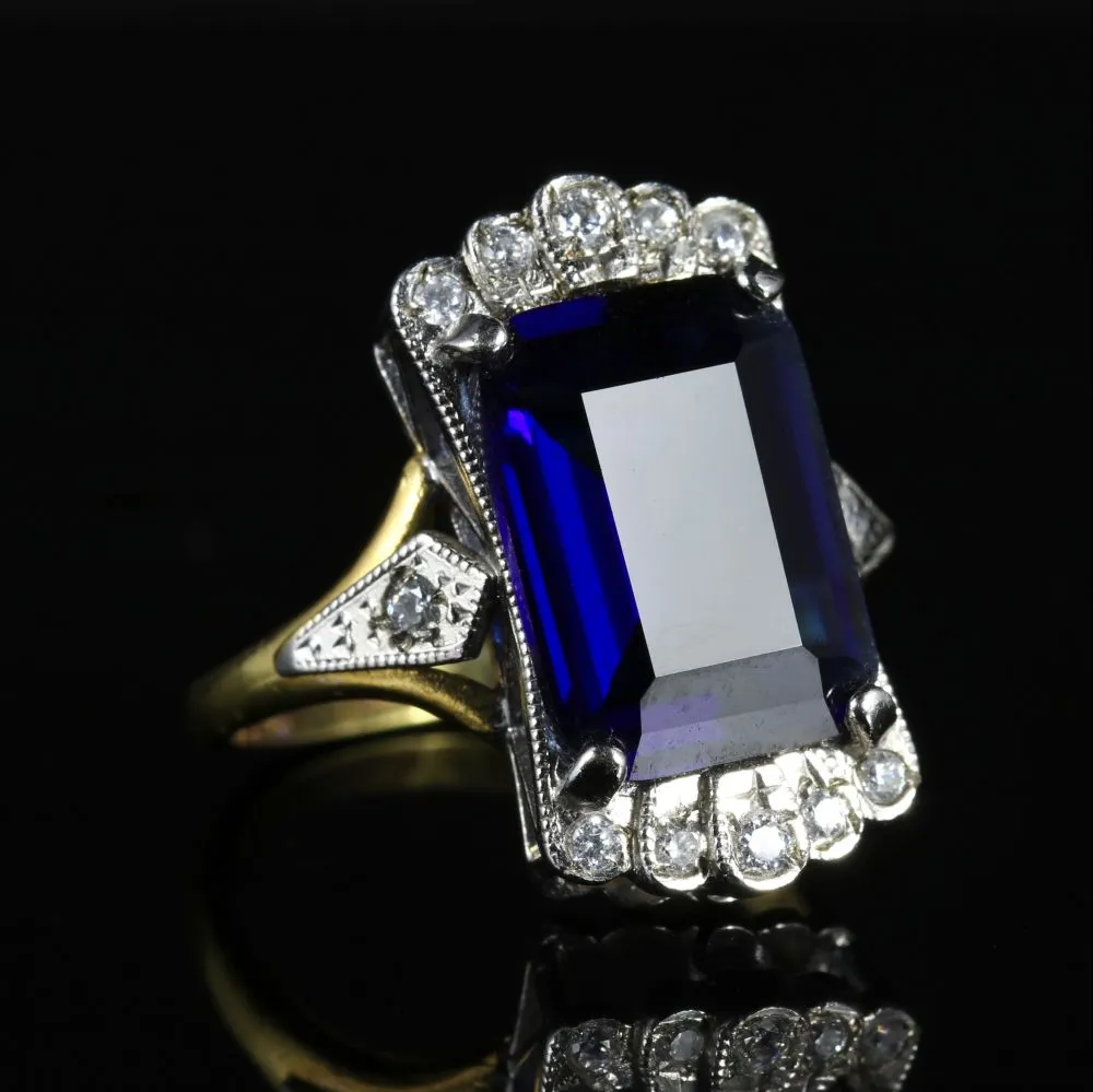 Cz Tanzanite Paste Stone Ring 9Ct Gold On Silver