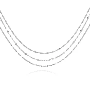 Dainty trio-layered necklace - silver finish