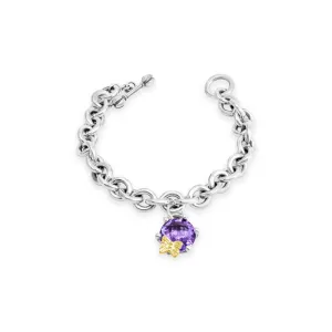 Dancing Butterfly Bracelet | Gold Silver Bracelet With Amethyst