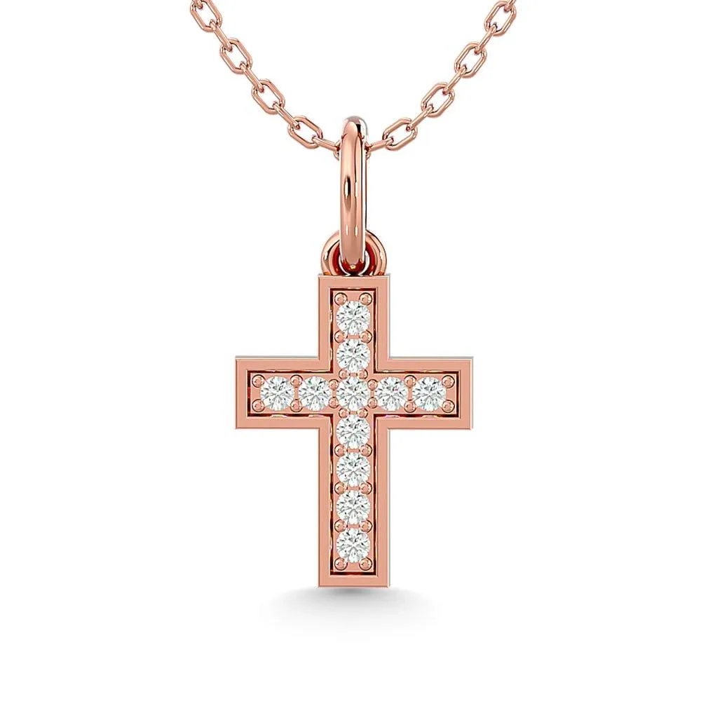 Diamond 1/10 Ct.Tw. Cross Pendant in 10K Rose Gold