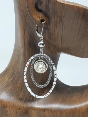 Double Oval Textured Hoop Bullet Earrings