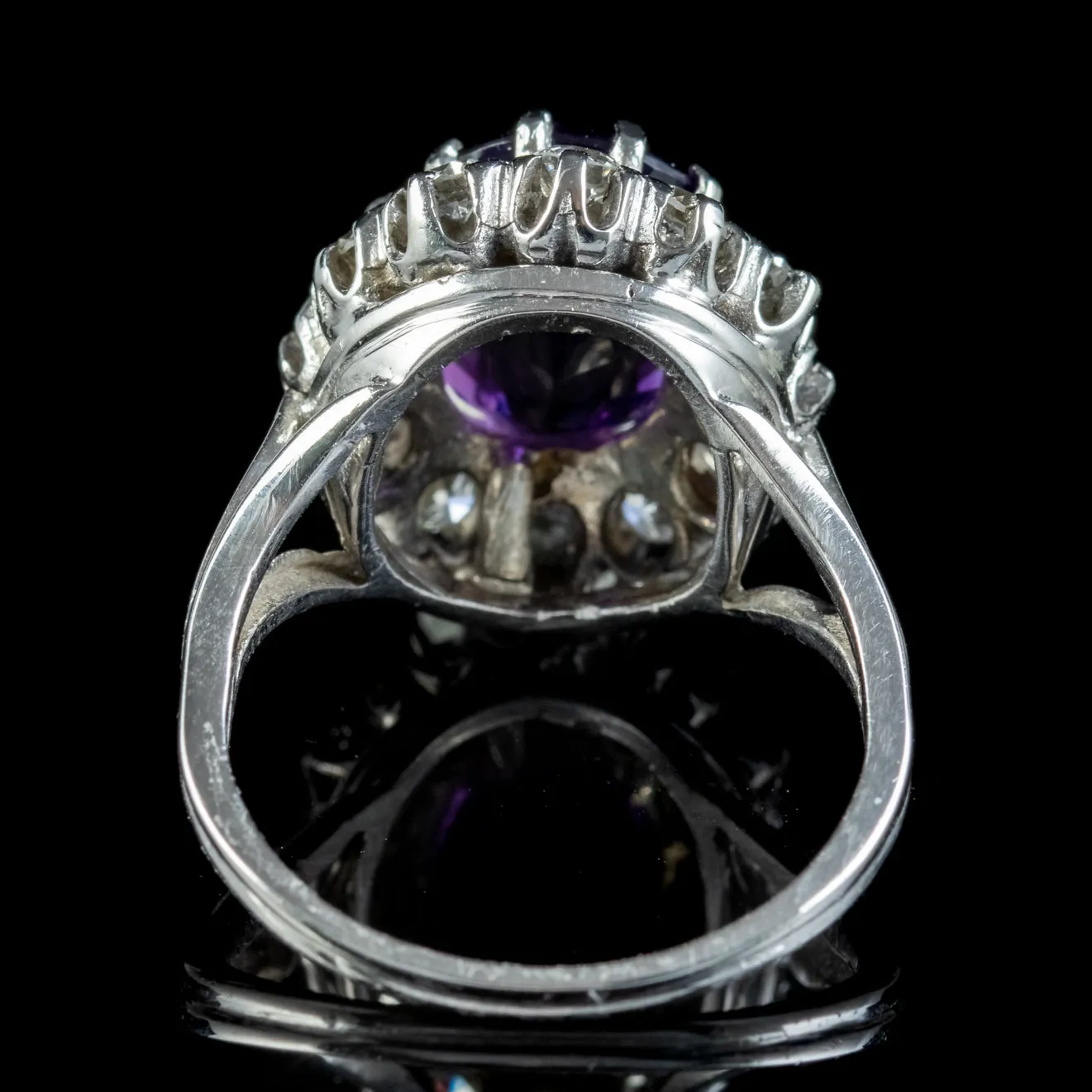 Edwardian Style Amethyst Diamond Cluster Ring Platinum 4ct Amethyst 1.30ct Of Diamond
